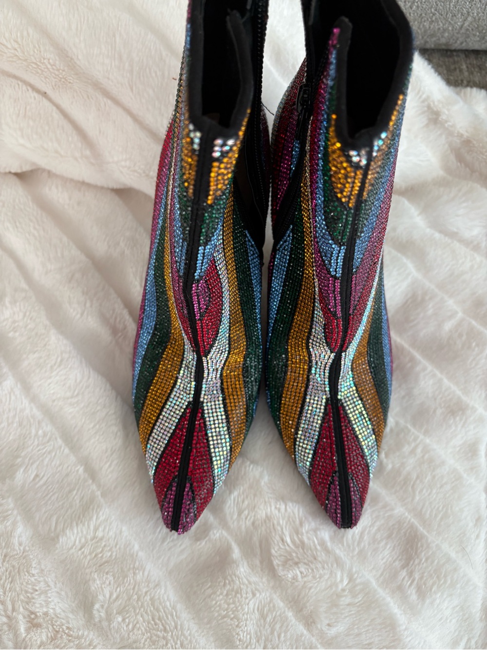 INC International Concepts Multicolor Crystal Pointed Toe Ankle Boots